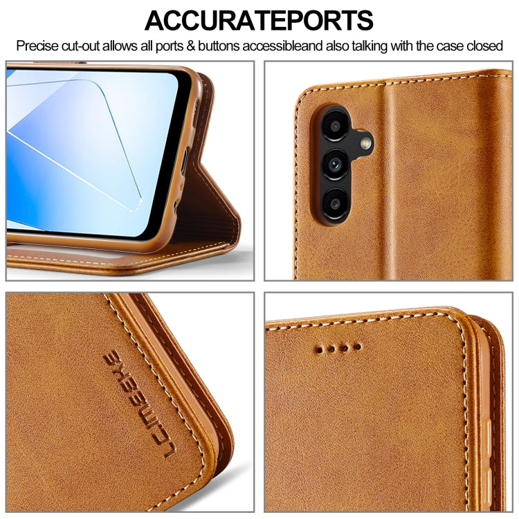 For Samsung Galaxy A55 5G LC.IMEEKE Calf Texture Leather Phone Case(Brown) - Galaxy Phone Cases by LC.IMEEKE | Online Shopping UK | buy2fix