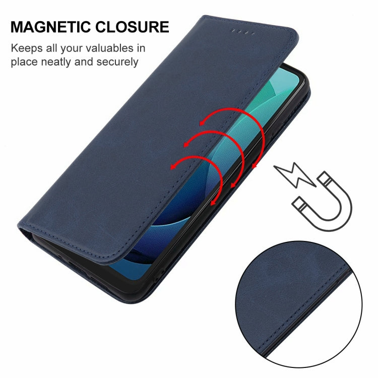 For Motorola Moto G 5G 2024 Magnetic Closure Leather Phone Case(Blue) - Motorola Cases by buy2fix | Online Shopping UK | buy2fix