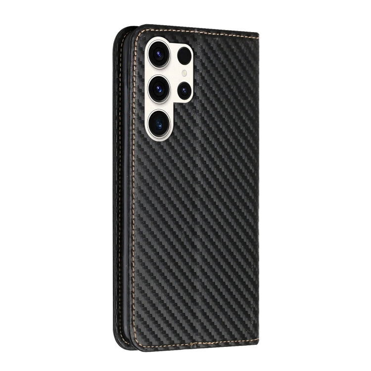 For Samsung Galaxy S24 Ultra 5G Carbon Fiber Texture Flip Holder Leather Phone Case(Black) - Galaxy S24 Ultra 5G Cases by buy2fix | Online Shopping UK | buy2fix