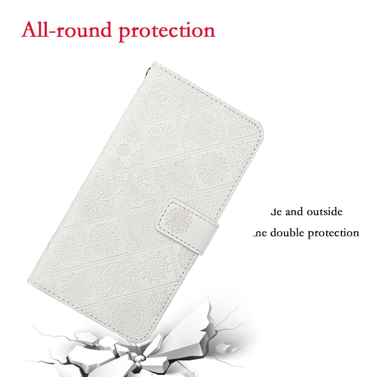 For iPhone 16 Pro Ethnic Style Embossed Pattern Leather Phone Case(White) - iPhone 16 Pro Cases by buy2fix | Online Shopping UK | buy2fix