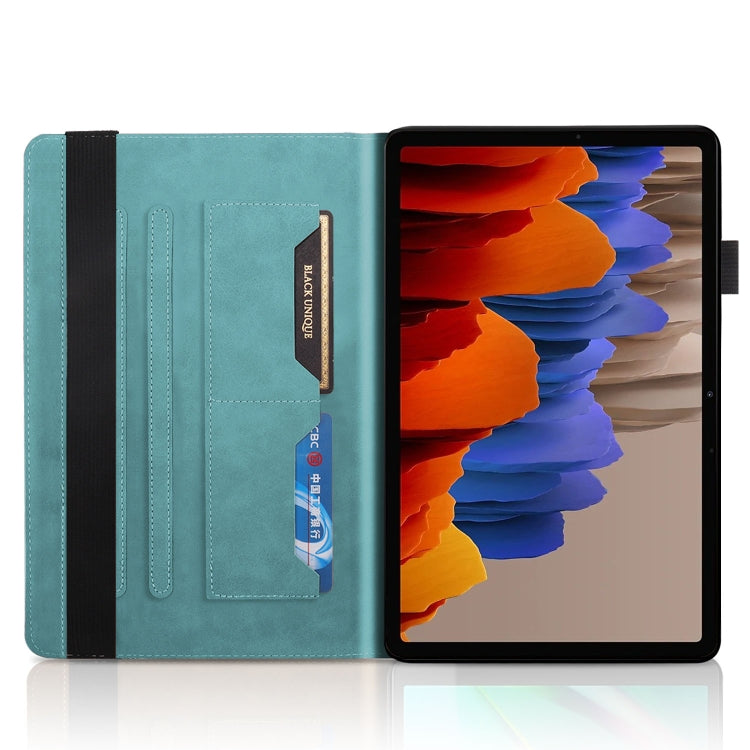 For Samsung Galaxy Tab S9 / S8 / S7 Life Tree Series Horizontal Flip Leather Tablet Case(Lake Blue) - Galaxy Tab S8 Cases by buy2fix | Online Shopping UK | buy2fix