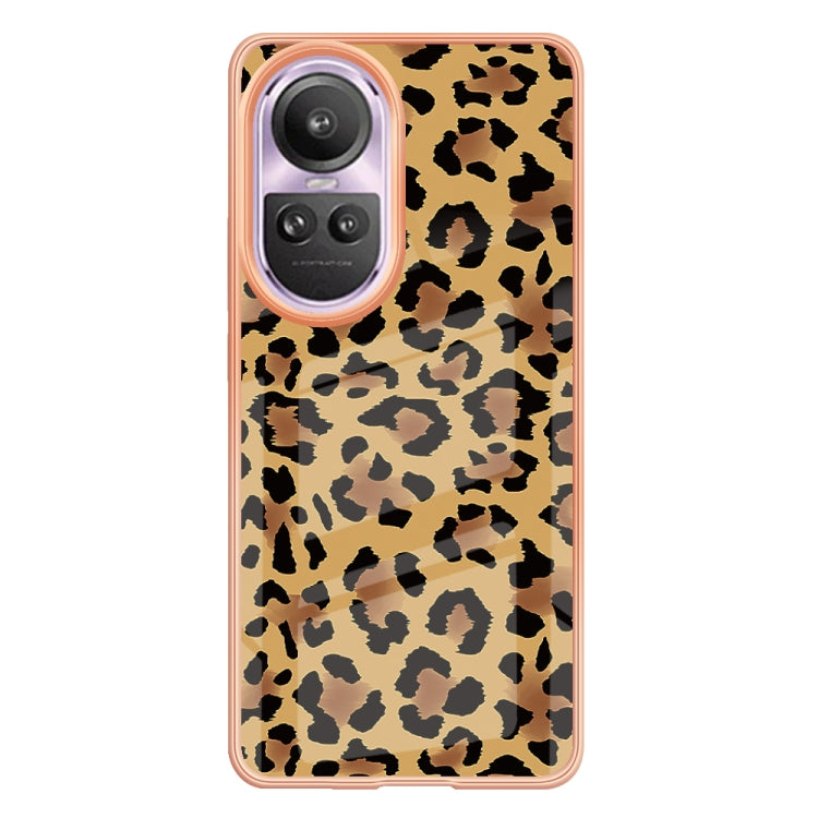 For OPPO Reno10 Pro 5G Global Electroplating Marble Dual-side IMD Phone Case(Leopard Print) - OPPO Cases by buy2fix | Online Shopping UK | buy2fix