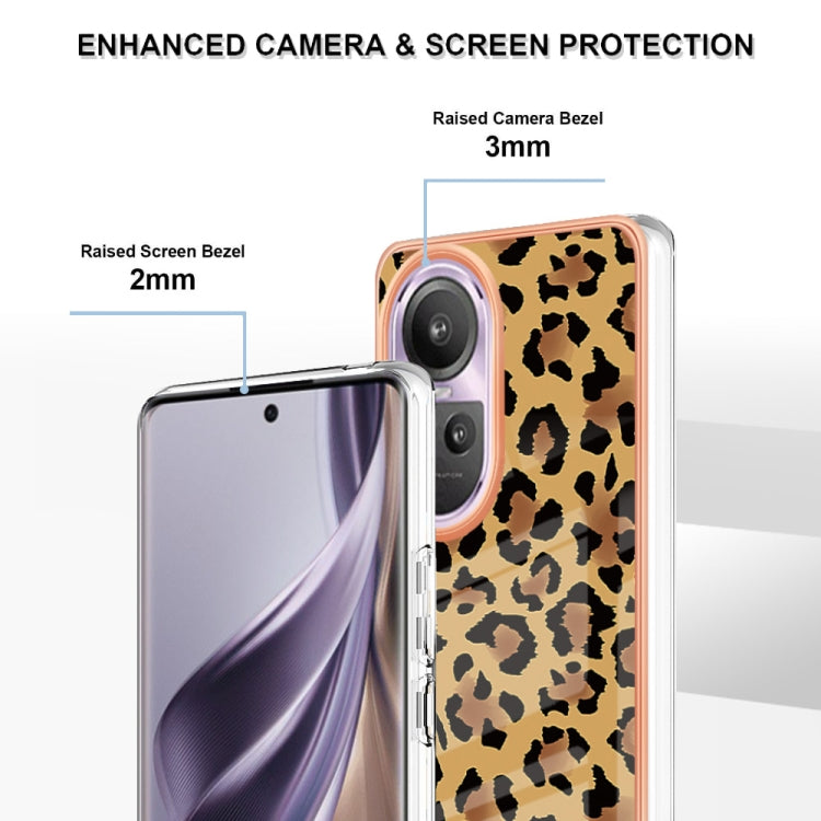 For OPPO Reno10 Pro 5G Global Electroplating Marble Dual-side IMD Phone Case(Leopard Print) - OPPO Cases by buy2fix | Online Shopping UK | buy2fix