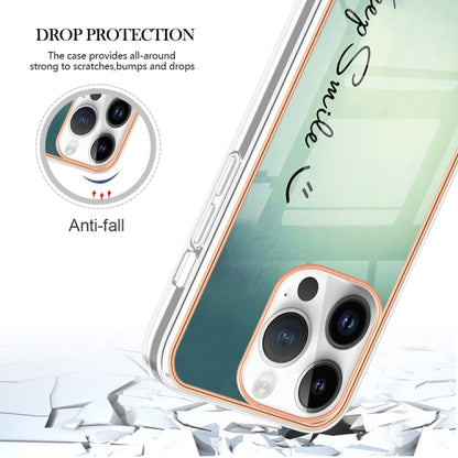 For iPhone 16 Pro Electroplating Marble Dual-side IMD Phone Case(Smile) - iPhone 16 Pro Cases by buy2fix | Online Shopping UK | buy2fix