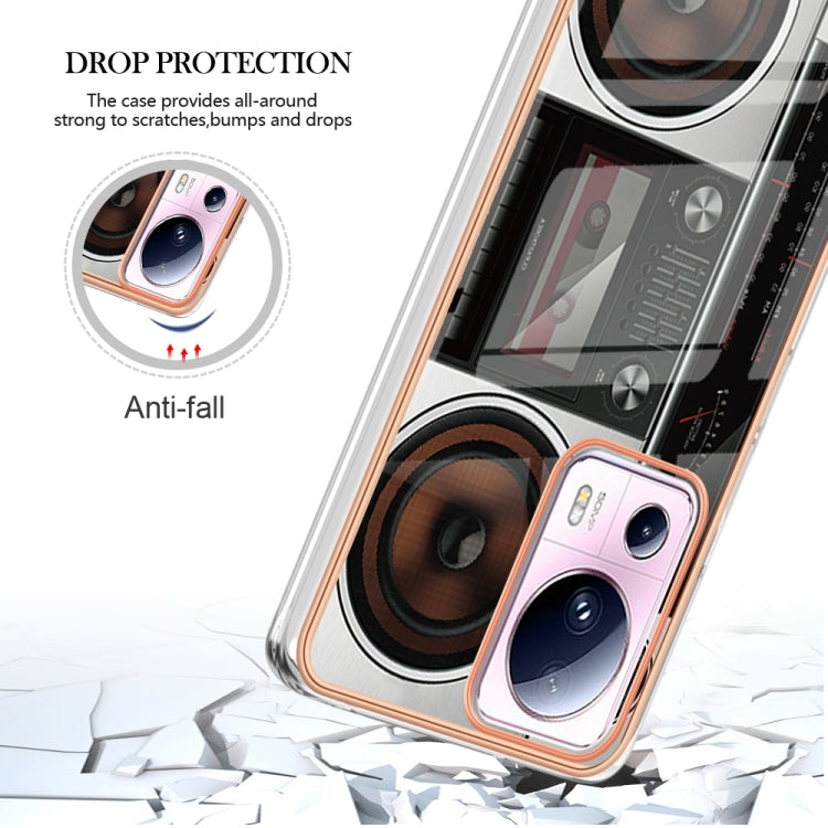 For Xiaomi 13 Lite 5G Electroplating Marble Dual-side IMD Phone Case(Retro Radio) - 13 Lite Cases by buy2fix | Online Shopping UK | buy2fix