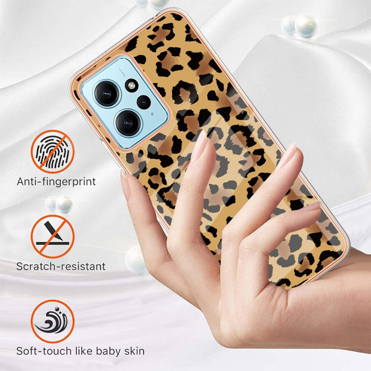 For Xiaomi Redmi Note 12 4G Electroplating Marble Dual-side IMD Phone Case(Leopard Print) - Xiaomi Cases by buy2fix | Online Shopping UK | buy2fix