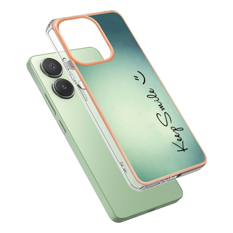 For Xiaomi Redmi Note 13 4G Global Electroplating Marble Dual-side IMD Phone Case(Smile) - Note 13 Cases by buy2fix | Online Shopping UK | buy2fix