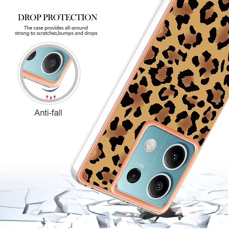 For Xiaomi Redmi Note 13 5G Electroplating Marble Dual-side IMD Phone Case(Leopard Print) - Note 13 Cases by buy2fix | Online Shopping UK | buy2fix