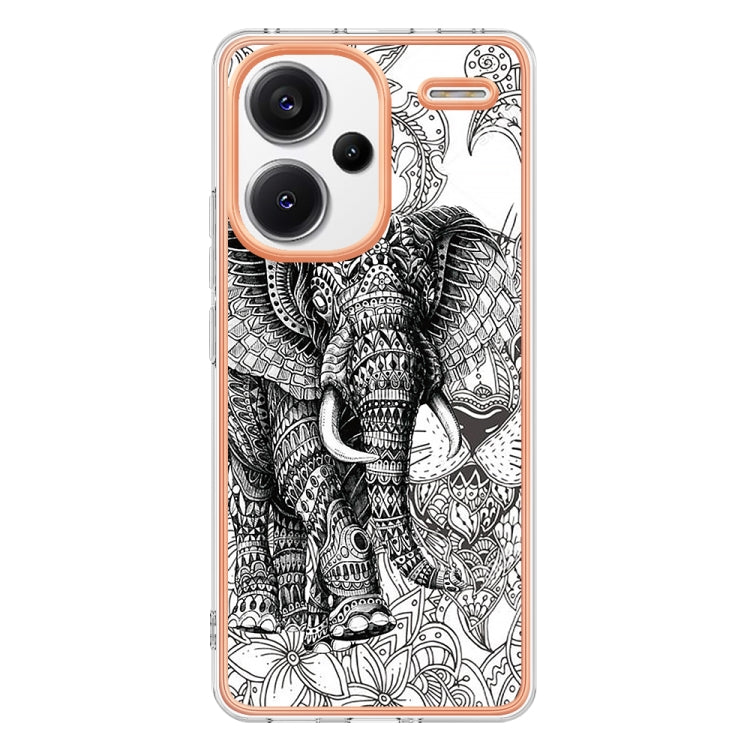 For Xiaomi Redmi Note 13 Pro+ 5G Electroplating Marble Dual-side IMD Phone Case(Totem Elephant) - Note 13 Pro+ Cases by buy2fix | Online Shopping UK | buy2fix