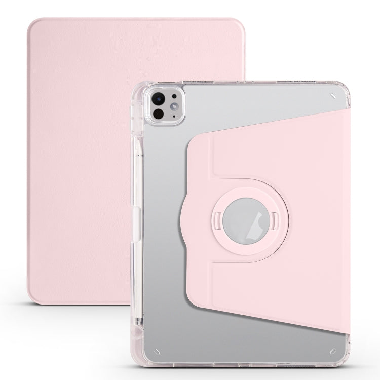 For iPad Pro 11 2024 Clear Acrylic 360 Rotation Detachable Leather Tablet Case(Pink) - iPad Pro 11 2024 Cases by buy2fix | Online Shopping UK | buy2fix