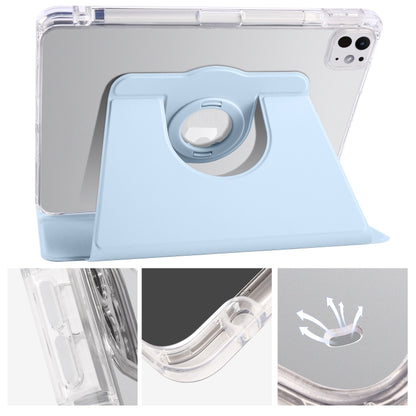 For iPad Pro 13 2024 Clear Acrylic 360 Rotation Detachable Leather Tablet Case(Ice Blue) - iPad Pro 13 2024 Cases by buy2fix | Online Shopping UK | buy2fix