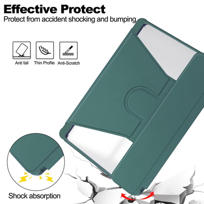 For Samsung Galaxy Tab S9 FE+ 360 Rotation Transparent Smart Leather Case with Keyboard(Dark Green) - Galaxy Tab S9 FE+ by buy2fix | Online Shopping UK | buy2fix