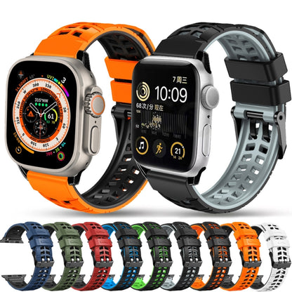 For Apple Watch Series 6 40mm Twill Dual-row Buckle Silicone Watch Band(Black Orange) - Watch Bands by buy2fix | Online Shopping UK | buy2fix