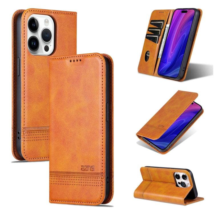 For iPhone 16 Pro Max AZNS Magnetic Calf Texture Flip Leather Phone Case(Light Brown) - iPhone 16 Pro Max Cases by AZNS | Online Shopping UK | buy2fix