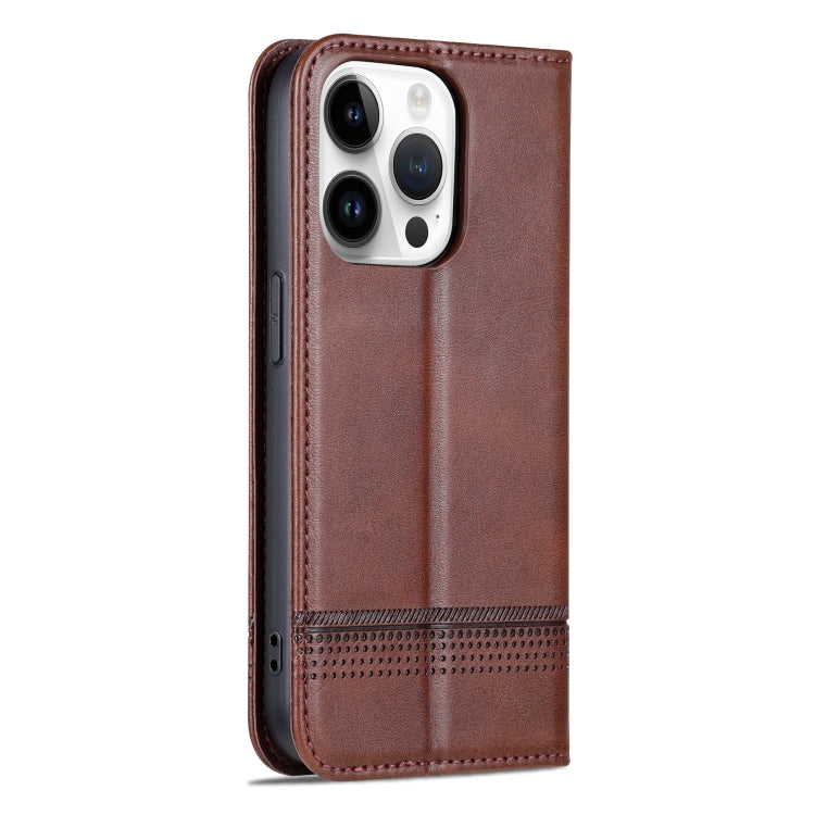 For iPhone 16 Pro AZNS Magnetic Calf Texture Flip Leather Phone Case(Dark Brown) - iPhone 16 Pro Cases by AZNS | Online Shopping UK | buy2fix