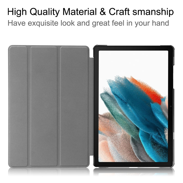 For Samsung Galaxy Tab A9 Custer Pure Color 3-Fold Holder Leather Tablet Case(Dark Green) - Others by buy2fix | Online Shopping UK | buy2fix