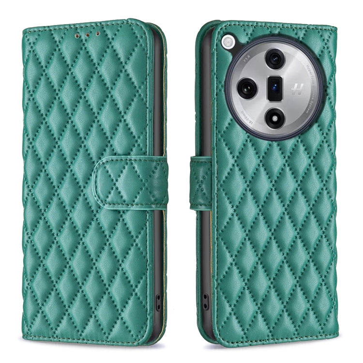 For OPPO Find X7 Ultra Diamond Lattice Wallet Leather Flip Phone Case(Green) - Find X7 Ultra Cases by buy2fix | Online Shopping UK | buy2fix