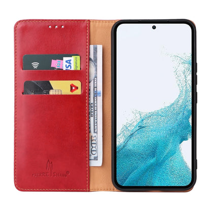 For Samsung Galaxy S23 FE 5G Fierre Shann PU Genuine Leather Texture Leather Phone Case(Red) - Galaxy S23 FE 5G Cases by FIERRE SHANN | Online Shopping UK | buy2fix