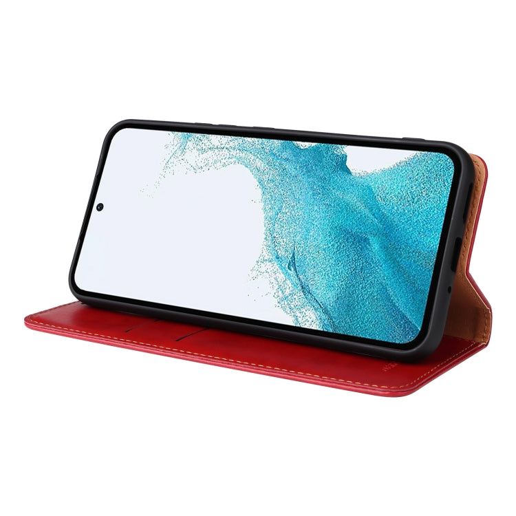 For Samsung Galaxy S23 FE 5G Fierre Shann PU Genuine Leather Texture Leather Phone Case(Red) - Galaxy S23 FE 5G Cases by FIERRE SHANN | Online Shopping UK | buy2fix