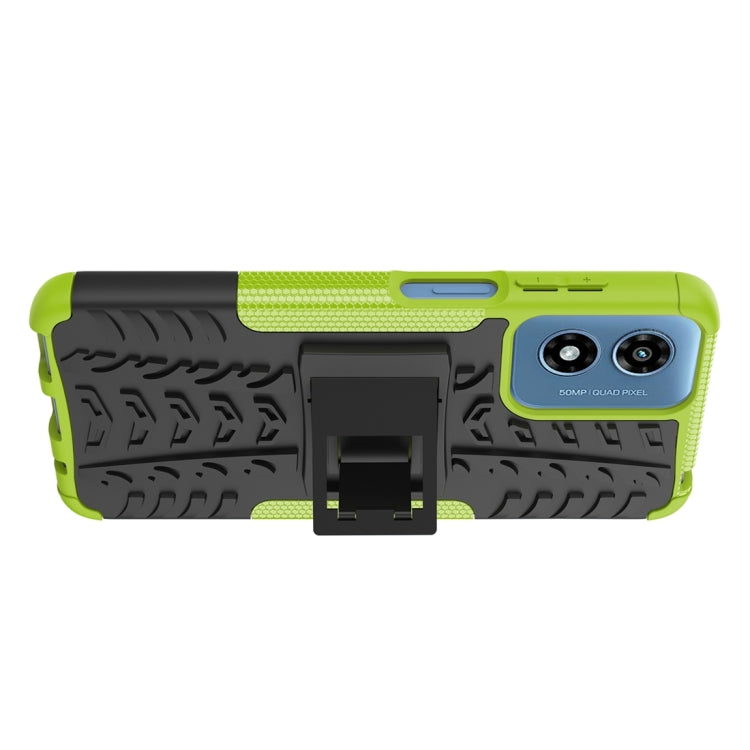 For Motorola Moto G Play 4G 2024 Tire Texture TPU + PC Phone Case with Holder(Green) - Motorola Cases by buy2fix | Online Shopping UK | buy2fix