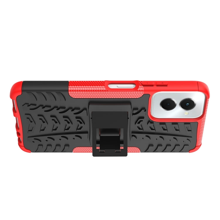 For Motorola Moto G Power 5G 2024 Tire Texture TPU + PC Phone Case with Holder(Red) - Motorola Cases by buy2fix | Online Shopping UK | buy2fix