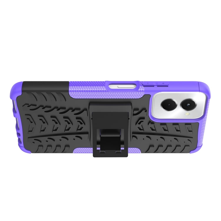 For Motorola Moto G Power 5G 2024 Tire Texture TPU + PC Phone Case with Holder(Purple) - Motorola Cases by buy2fix | Online Shopping UK | buy2fix