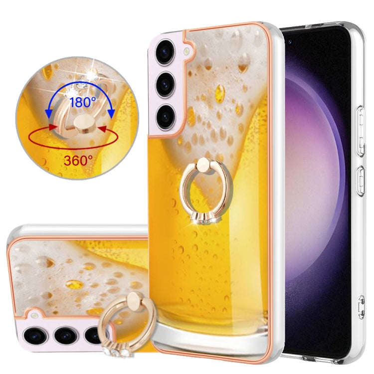 For Samsung Galaxy S22 5G Electroplating Dual-side IMD Phone Case with Ring Holder(Draft Beer) - Galaxy S22 5G Cases by buy2fix | Online Shopping UK | buy2fix