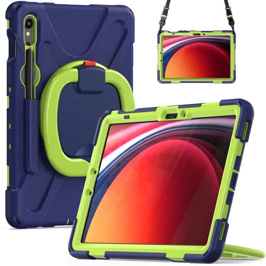 For Samsung Galaxy Tab S9 / S8 / S7 Silicone Hybrid PC Tablet Case with Holder & Shoulder Strap(Navy Blue Olivine) - Other Galaxy Tab PC by buy2fix | Online Shopping UK | buy2fix