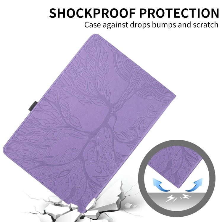 For Samsung Galaxy Tab A8 10.5 Tree Life Embossed Rotation Leather Smart Tablet Case(Purple) - Other Galaxy Tab PC by buy2fix | Online Shopping UK | buy2fix