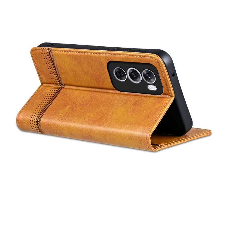 For OPPO Reno12 Global AZNS Magnetic Calf Texture Flip Leather Phone Case(Light Brown) - Reno12 Cases by AZNS | Online Shopping UK | buy2fix