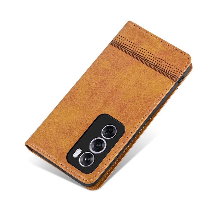 For OPPO Reno12 Pro Global AZNS Magnetic Calf Texture Flip Leather Phone Case(Light Brown) - Reno12 Pro Cases by AZNS | Online Shopping UK | buy2fix