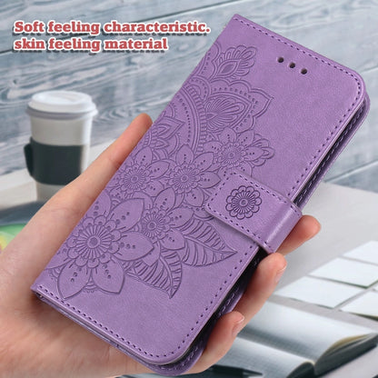 For OnePlus 12 Seven-petal Flowers Embossing Leather Phone Case(Light Purple) - OnePlus Cases by buy2fix | Online Shopping UK | buy2fix