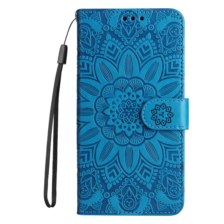 For OnePlus 12 Embossed Sunflower Leather Phone Case(Blue) - OnePlus Cases by buy2fix | Online Shopping UK | buy2fix