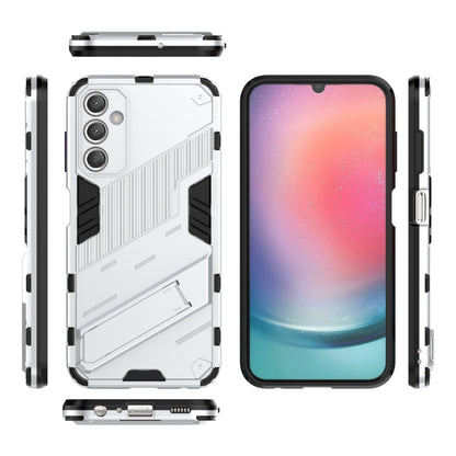 For Samsung Galaxy A25 5G Punk Armor 2 in 1 PC + TPU Shockproof Phone Case with Invisible Holder(White) - Galaxy Phone Cases by buy2fix | Online Shopping UK | buy2fix
