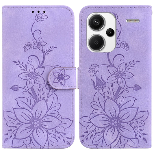 For Xiaomi Redmi Note 13 Pro+ 5G Lily Embossed Leather Phone Case(Purple) - Note 13 Pro+ Cases by buy2fix | Online Shopping UK | buy2fix