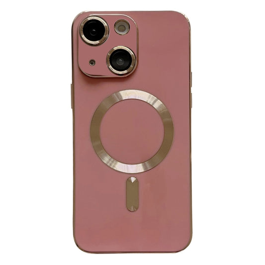 For iPhone 15 Magsafe Plating TPU Phone Case with Lens Film(Rose Red) - iPhone 15 Cases by buy2fix | Online Shopping UK | buy2fix