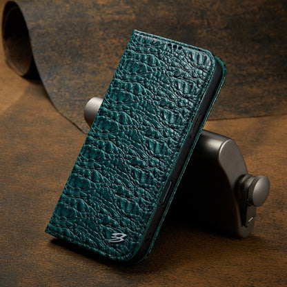 For iPhone 16 Pro Fierre Shann Crocodile Texture Magnetic Genuine Leather Phone Case(Green) - iPhone 16 Pro Cases by FIERRE SHANN | Online Shopping UK | buy2fix