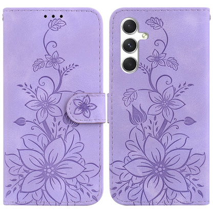 For Samsung Galaxy S24 5G Lily Embossed Leather Phone Case(Purple) - Galaxy S24 5G Cases by buy2fix | Online Shopping UK | buy2fix