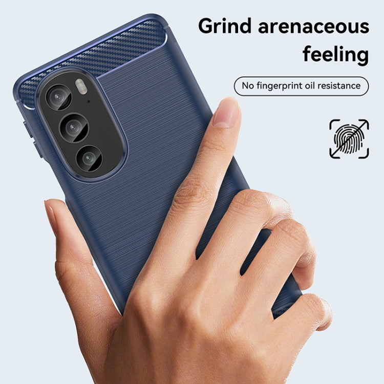 For Motorola Edge 30 Pro Brushed Texture Carbon Fiber TPU Phone Case(Blue) - Motorola Cases by buy2fix | Online Shopping UK | buy2fix