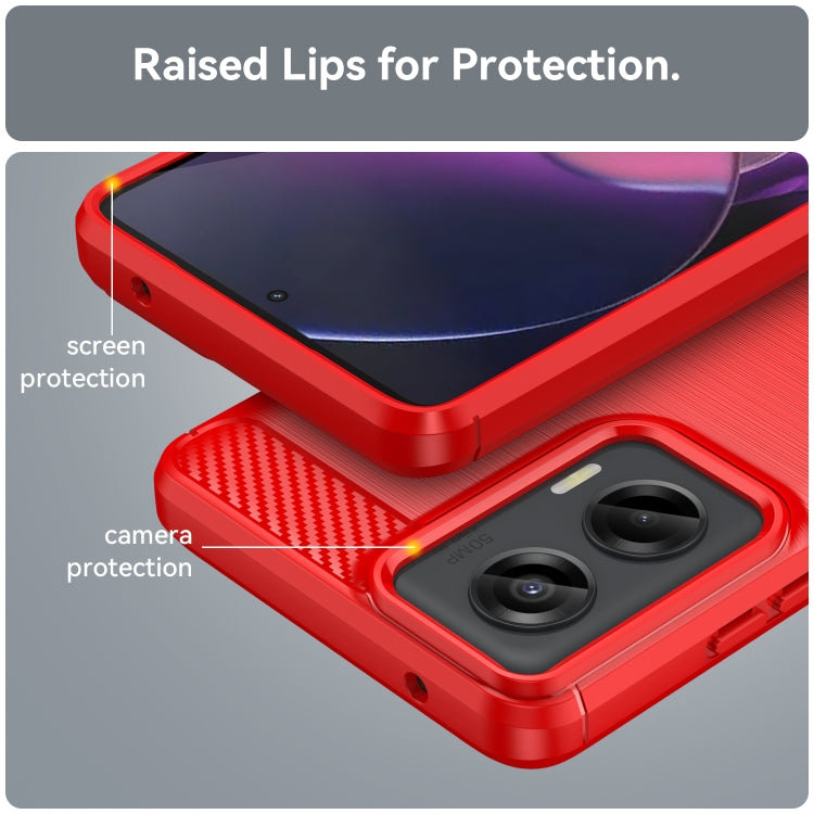 For Motorola Moto G Stylus 5G 2024 Brushed Texture Carbon Fiber TPU Phone Case(Red) - Motorola Cases by buy2fix | Online Shopping UK | buy2fix