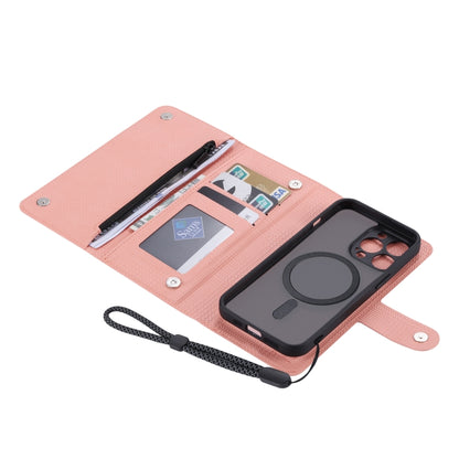 For iPhone 15 Pro Max ViLi GHB Series MagSafe Magnetic Zipper Leather Phone Case(Pink) - iPhone 15 Pro Max Cases by ViLi | Online Shopping UK | buy2fix