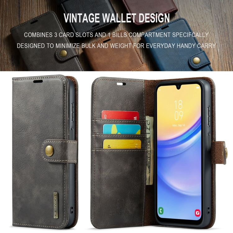 For Samsung Galaxy A15 5G / A15 4G DG.MING Crazy Horse Texture Detachable Magnetic Leather Case(Grey) - Galaxy Phone Cases by DG.MING | Online Shopping UK | buy2fix