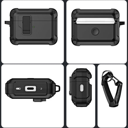 For AirPods Pro 2 TPU + PC Wireless Bluetooth Earphone Protective Case with Switch Lock & Hook(White) - For AirPods Pro 2 by buy2fix | Online Shopping UK | buy2fix