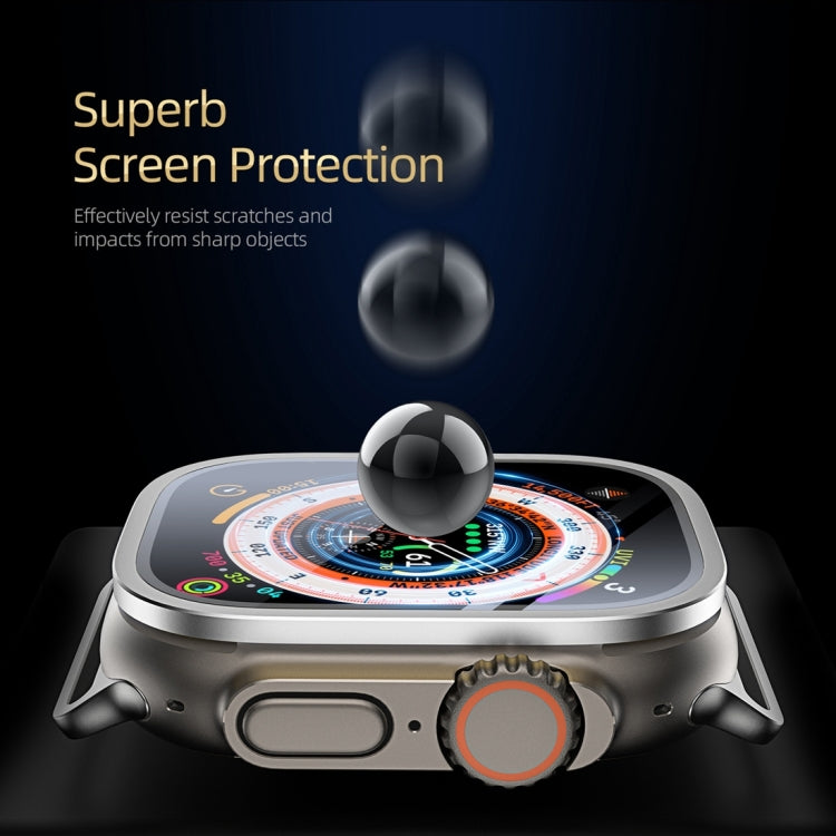 For Apple Watch Ultra 49mm / Ultra 2 49mm DUX DUCIS 2 in 1 Aluminum Alloy Frame Tempered Glass Screen Protector(Silver) - Others by DUX DUCIS | Online Shopping UK | buy2fix