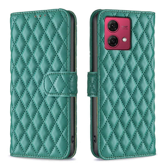 For Motorola Moto G84 Diamond Lattice Wallet Flip Leather Phone Case(Green) - Motorola Cases by buy2fix | Online Shopping UK | buy2fix