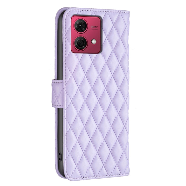 For Motorola Moto G84 Diamond Lattice Wallet Flip Leather Phone Case(Purple) - Motorola Cases by buy2fix | Online Shopping UK | buy2fix