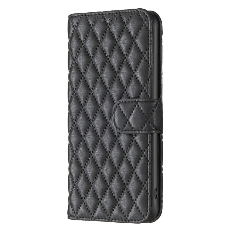 For Motorola Moto G Play 2024 Diamond Lattice Wallet Flip Leather Phone Case(Black) - Motorola Cases by buy2fix | Online Shopping UK | buy2fix