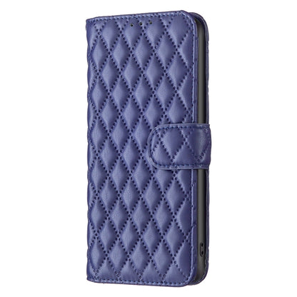 For Motorola Moto G34 5G Diamond Lattice Wallet Flip Leather Phone Case(Blue) - Motorola Cases by buy2fix | Online Shopping UK | buy2fix