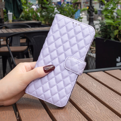 For Motorola Moto G34 5G Diamond Lattice Wallet Flip Leather Phone Case(Purple) - Motorola Cases by buy2fix | Online Shopping UK | buy2fix