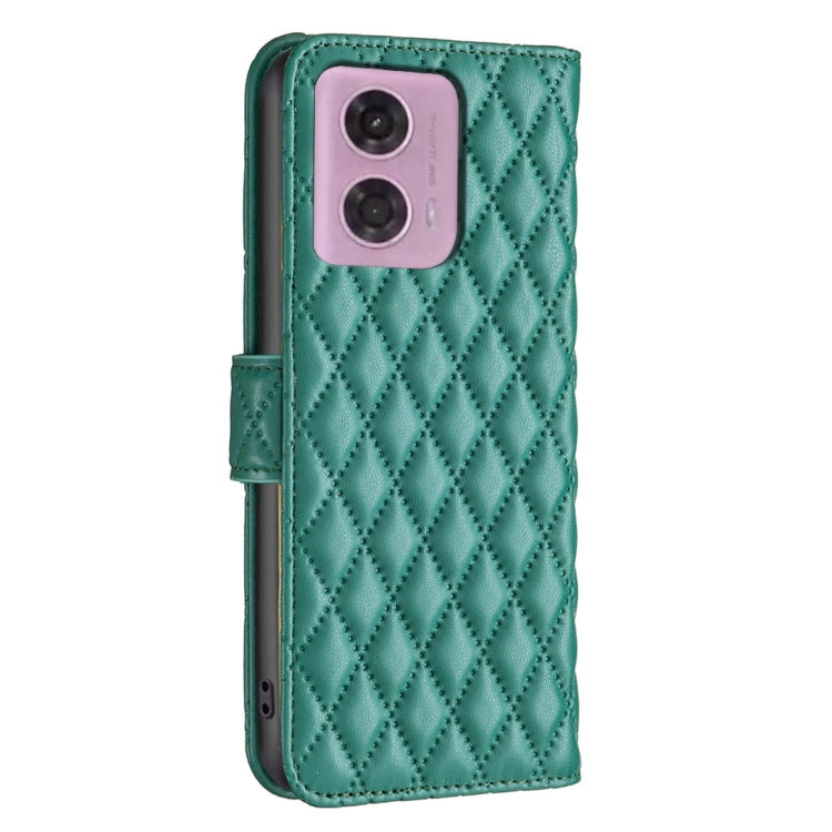 For Motorola Moto G24 Diamond Lattice Wallet Flip Leather Phone Case(Green) - Motorola Cases by buy2fix | Online Shopping UK | buy2fix